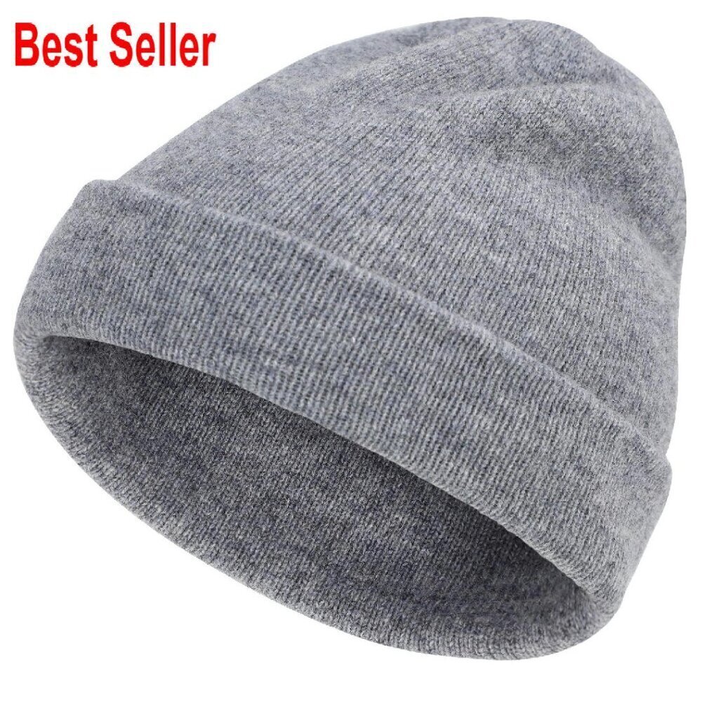 100% Merino Wool Kids Winter Beanie Double Layer Knit Ski Toque